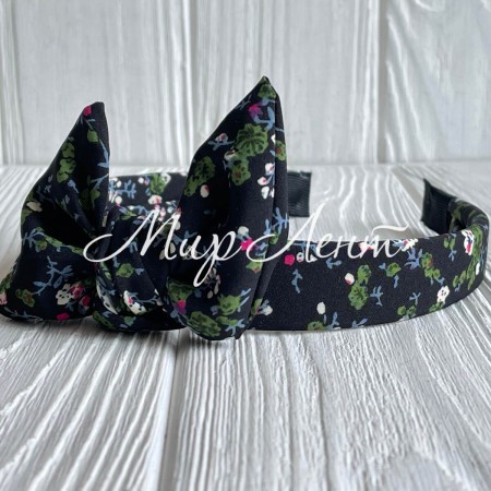 Обруч софт солоха в цветочек, 2,5 см, черный, шт.