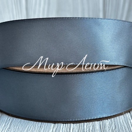 Атлас двусторонний (премиум), 2,5 см, серебро, рулон 23 м