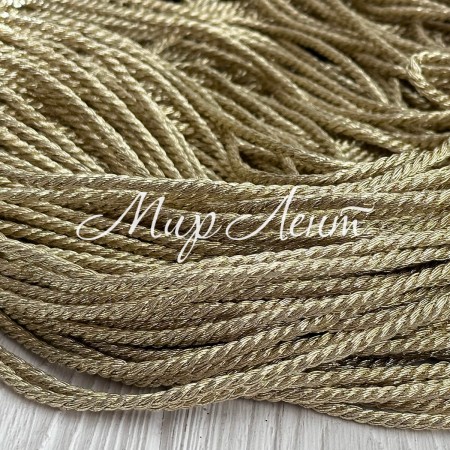 Шнур декоративный Vip, 5 мм, золото, большой рулон 100 м