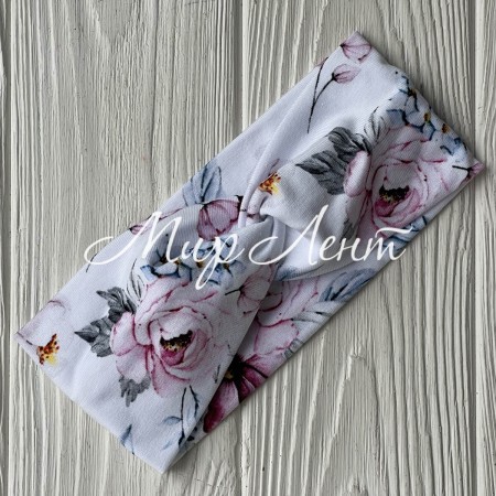 Повязка стрейч кулир, 10х21 см, белая с розой, шт.