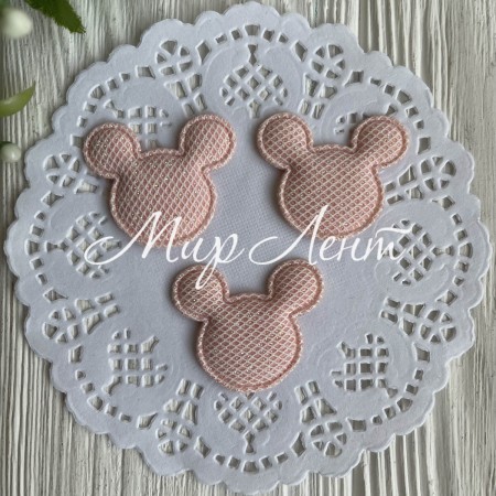 Аппликация Микки в сеточку, 3,5х3 см, персиковая, упаковка 20 шт.