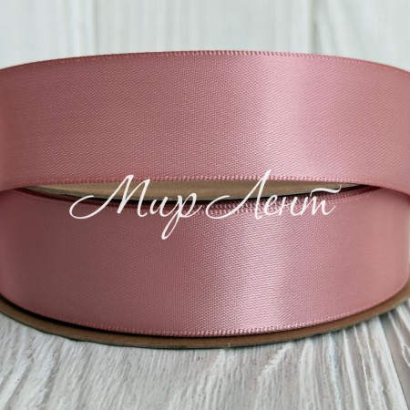 Двусторонняя атласная лента New (премиум), 2,5 см, бежево-лососевая, рулон 23 м