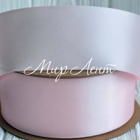 Атлас двосторонній (преміум), 3,8 см, ніжно-рожевий, рулон 23 м
