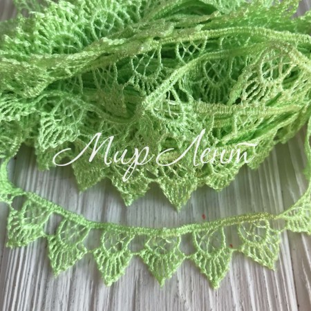 Кружево макраме "Софи", 1,8 см, салатовое, рулон 9 м
