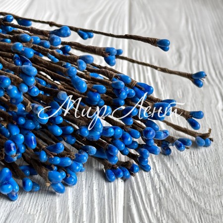 Декоративная ветка с тычинками, 40 см, темно-синий, упаковка 100 шт.