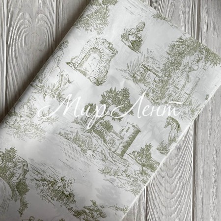 Пленка для цветов с принтом (J00347), оливковая, 57х57 см, упаковка 20 шт.