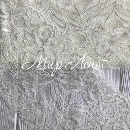Кружево стрейчевое "Лиана", 15 см, молочный, рулон 9 м