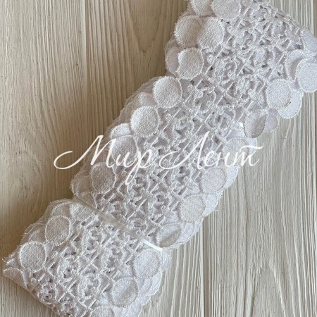 Кружево макраме широкое (KMS-5), 9 см, белое, рулон 9 метров