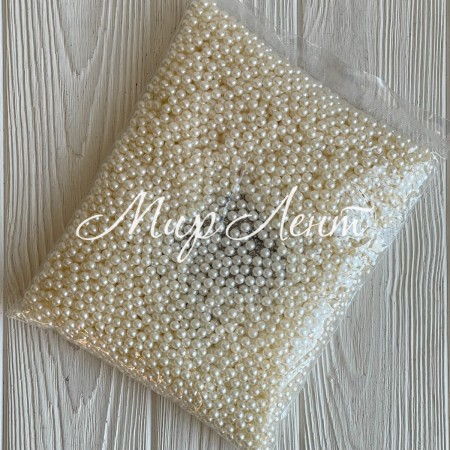 Жемчуг (пластик) для установки на прессе (без отверстия) (с гвоздиками), 8 мм, молочный, упаковка 500 грамм