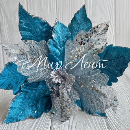 Пуансеттія бархатна (С30258), 31х30 см, бірюзова, шт.