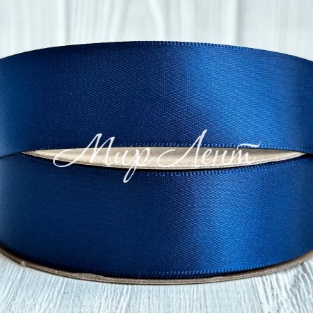 Атлас двосторонній (преміум), 2,5 см, сапфіровий, рулон 23 м