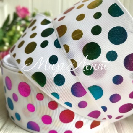 Репс 4 см, разноцветный горох с блеском, рулон 23 м