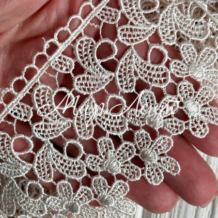 Кружево макраме Оливия, 6,5 см, молочный, рулон 9 м