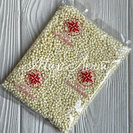 Бисер матовый, размер 6/0, молочный (841), упаковка 400 г