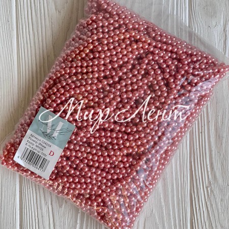 Жемчуг на нитці Vip, 6 мм, пудрово-рожевий, упаковка 500 г