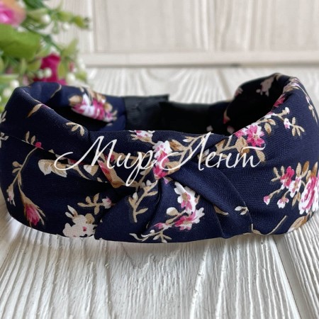 Обруч софт чалма пионы, 4 см, сапфировый, шт.