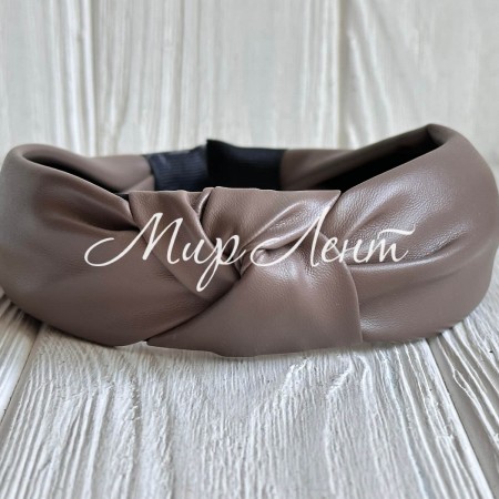 Обруч чалма из экокожи однотонный, 4 см, кофейный, шт.