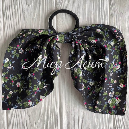 Резинка Твилли с перемычкой в цветочек, 25 см, черная, шт.