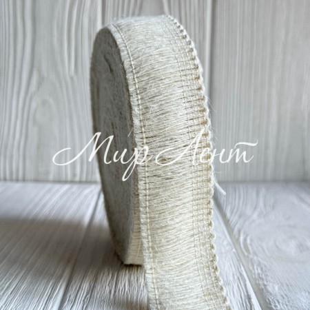 Лента-мешковина (бахрома), 3 см, белый, рулон 10 м