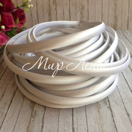 Обруч пластик в атласі, 1 см, білий, упаковка 30 шт.