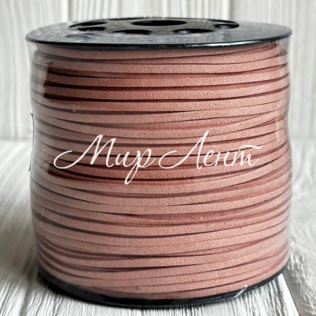 Шкіряний шнур, 0,26х1,4 см, пудровий, рулон 90 м