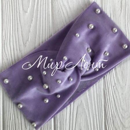 Повязка спорт велюр із жемчугом, 11 см, ліловий, шт.