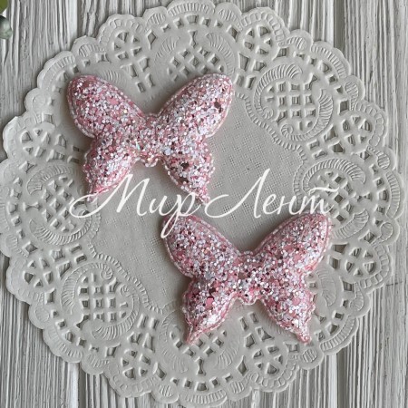 Аппликация бабочка с цветной мозаикой, 4,5х5,5 см, нежно-розовая, упаковка 20 шт.