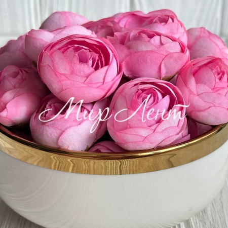 Бутон ранункулюса (пластиковая основа), 4 см, малиново-светло-розовый, упаковка 25 шт.