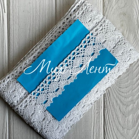 Кружево вязаное (D30096 / S1009), 4,2 см, белое, рулон 13 м