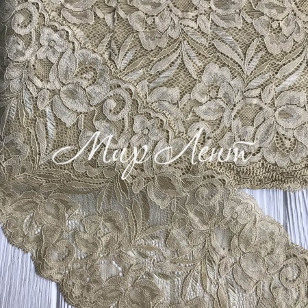Кружево стрейчевое "Лиана", 15 см, кремовый, рулон 9 м