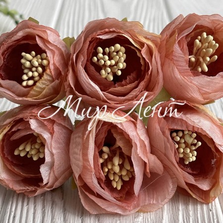 Піон тканинний жатка, 4 см, кораловий, упаковка 30 шт.