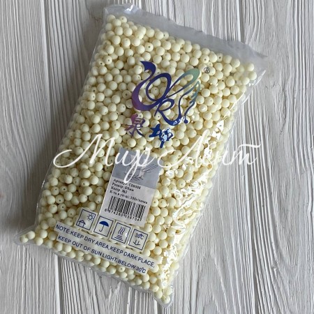 Бусина матова "Зефірка", 8 мм, молочна, упаковка 500 грам