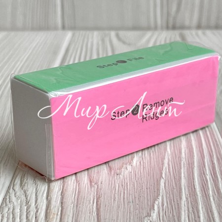 Баф для маникюра (шлифовки/полировки), 8,5 см, розово-салатовый, шт.