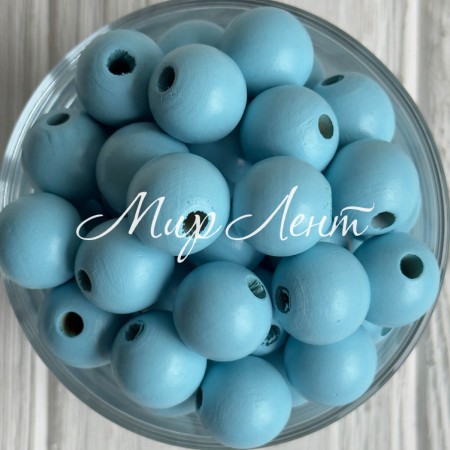 Деревянные бусины круглые, 20 мм, голубые, упаковка 500 г