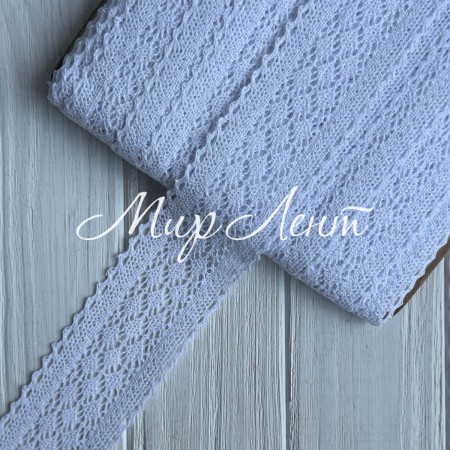 Кружево вязаное (D30255), белое, 6 см, рулон 23 м