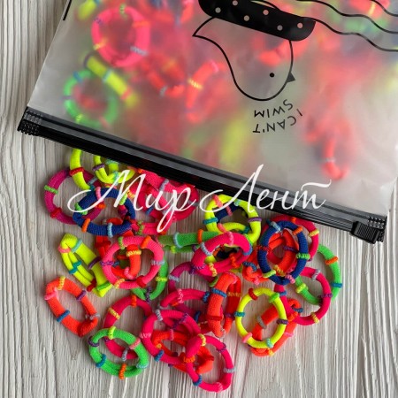 Резинка в гаманці в рубчик, 2,5 см, яскравий мікс, упаковка 100 шт.