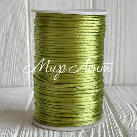 Шнур корсетный (сатиновый), 2 мм, оливковый, рулон 100 м