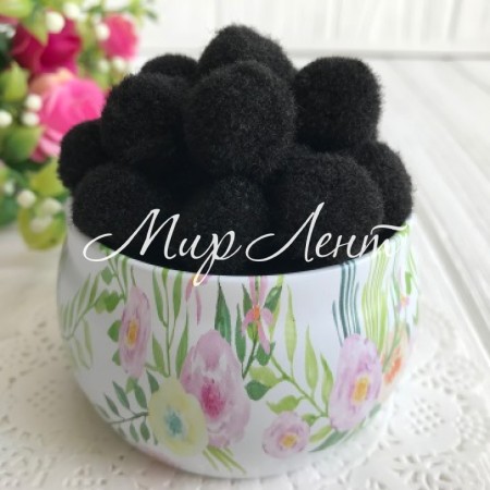 Помпоны, 1,8 см, черный, упаковка 1000 шт.