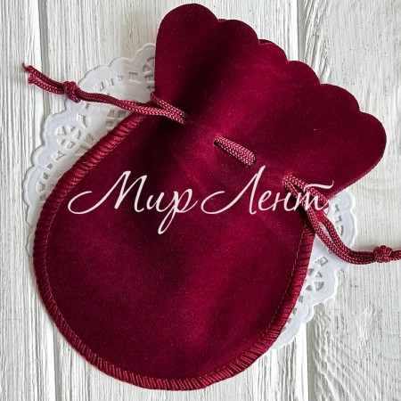 Бархатний мішечок (круглий), 9х12 см, бордовий, упаковка 100 шт.