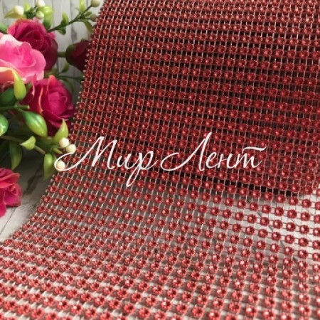 Шина, 12 см, червоний (квіточка), котушка 9 м