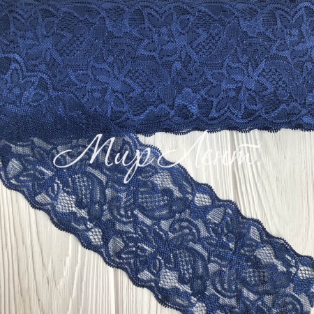 Кружево стрейчевое "Изабель", 8 см, сапфировый, рулон 9 м