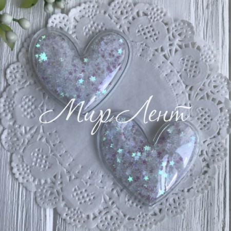 Силіконове серце з наповнювачем, 5 см, білі зірки, упаковка 20 шт.