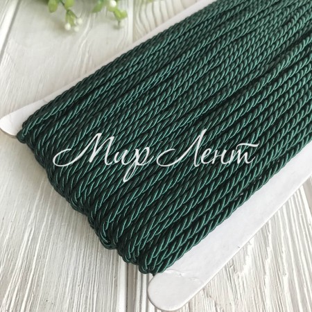 Шнур декоративный, 3 мм, темно-зеленый, рулон 50 м