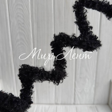 Плюшевая проволока (C10002), 15ммх100 см, черная, упаковка 5 шт.