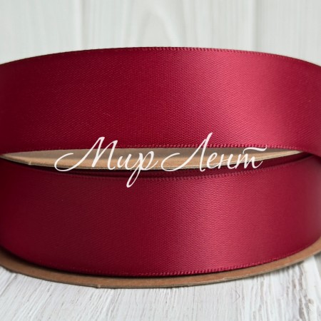 Двусторонняя атласная лента New (премиум), 2,5 см, херес, рулон 23 м