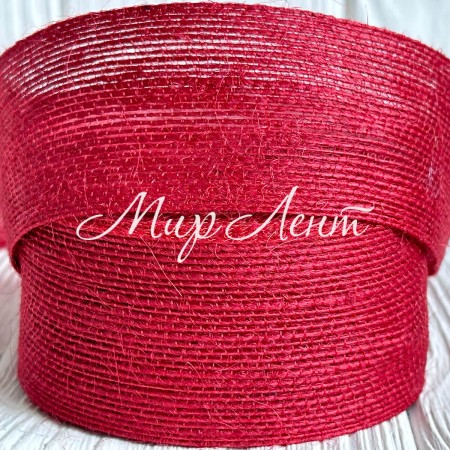 Лента мешковина леска (однотонная), 4 см, бордовая, рулон 9 м