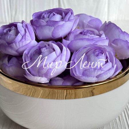 Бутон ранункулюса (пластиковая основа), 4 см, светло-лиловый, упаковка 25 шт.