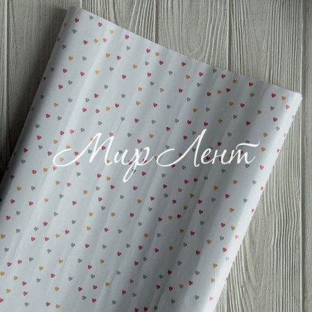 Подарочная бумага, 70х100 см, белая с цветными сердечками, упаковка 2 шт.