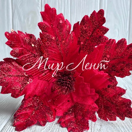 Пуансеттія бархатна (С30266), 30х30 см, червона, шт.