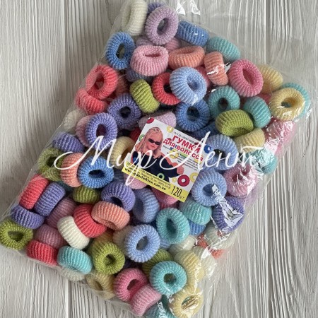 Резинка махрова, 2,5 см, пастельний мікс, упаковка 120 шт.